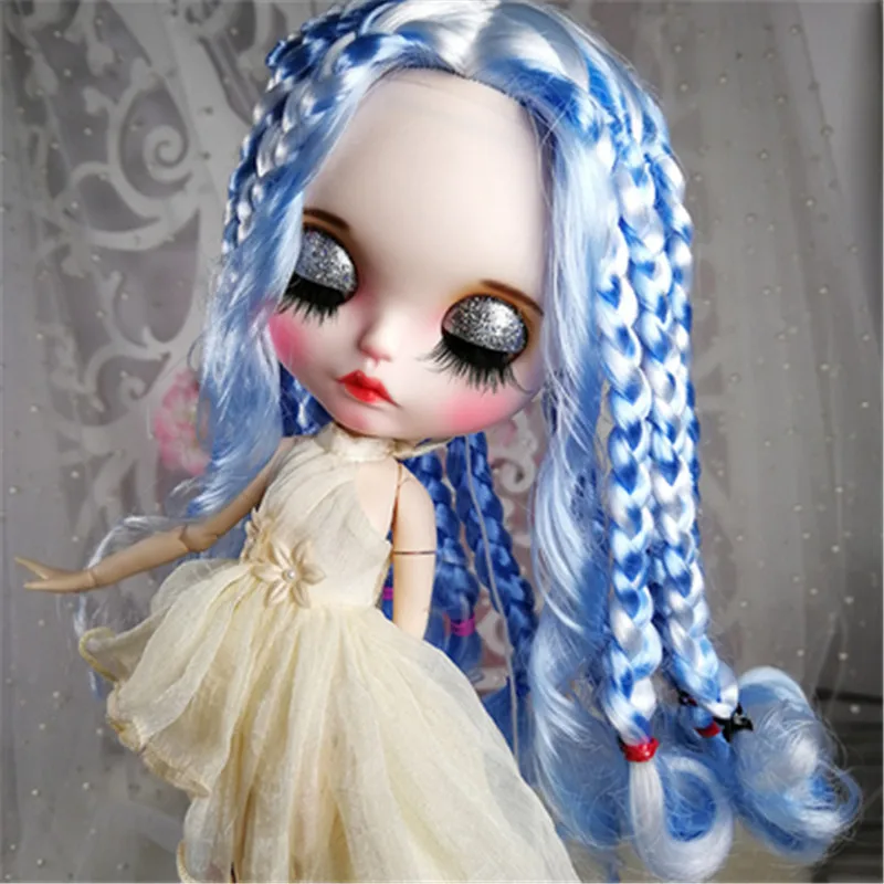 BY092-2 1/6 шарнирная кукла с синим и белым смешанный цвет для волос и SexyDress подходит для DIY Изменить Blyth 30 см BJD кукла игрушка для девочек - Цвет: BY092-2