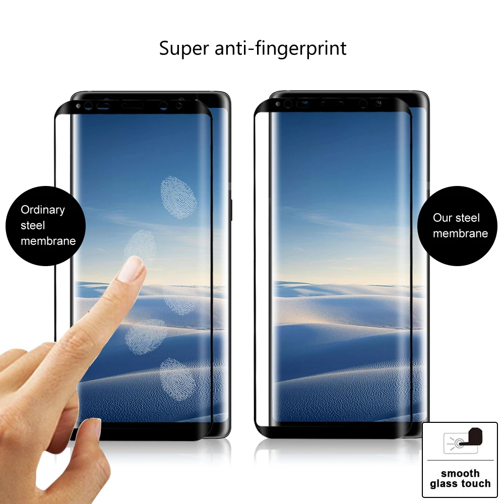 Чехол OTAO из закаленного стекла для samsung Galaxy Note 8, 3D, полное покрытие, изогнутый установочный лоток, позиционер