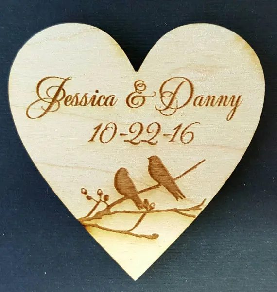Персонализированные имена птицы сердца невеста жениха дерево свадьба сохранить