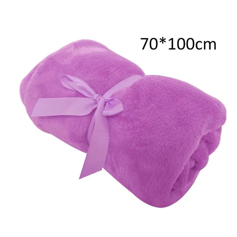 purple larger Однотонное мягкое одеяло ярких цветов, многофункциональное одеяло, теплое Коралловое Клетчатое одеяло для путешествий, фланелевый диван для кровати и спальни - Цвет: purple larger