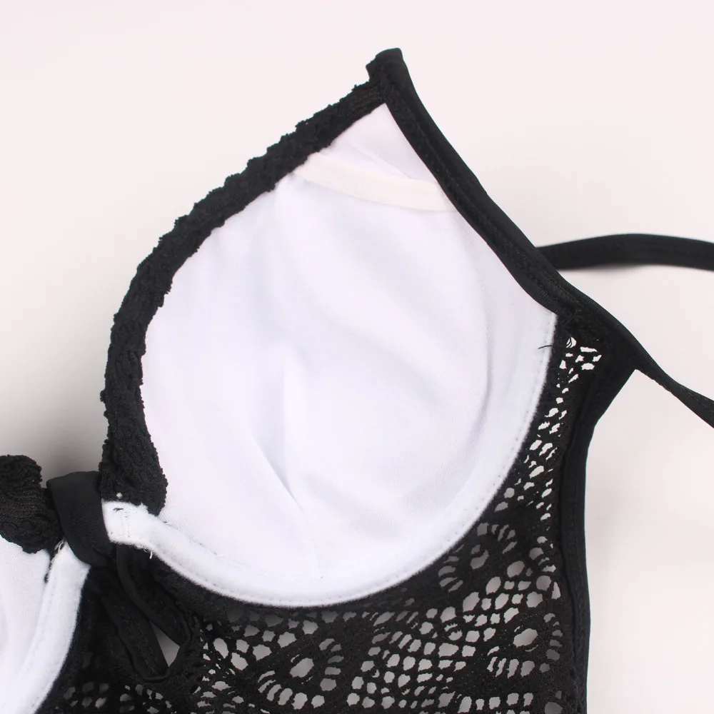 Новинка 2019 женский кружевной купальник сетчатый с пуш-ап Цельный сексуальный