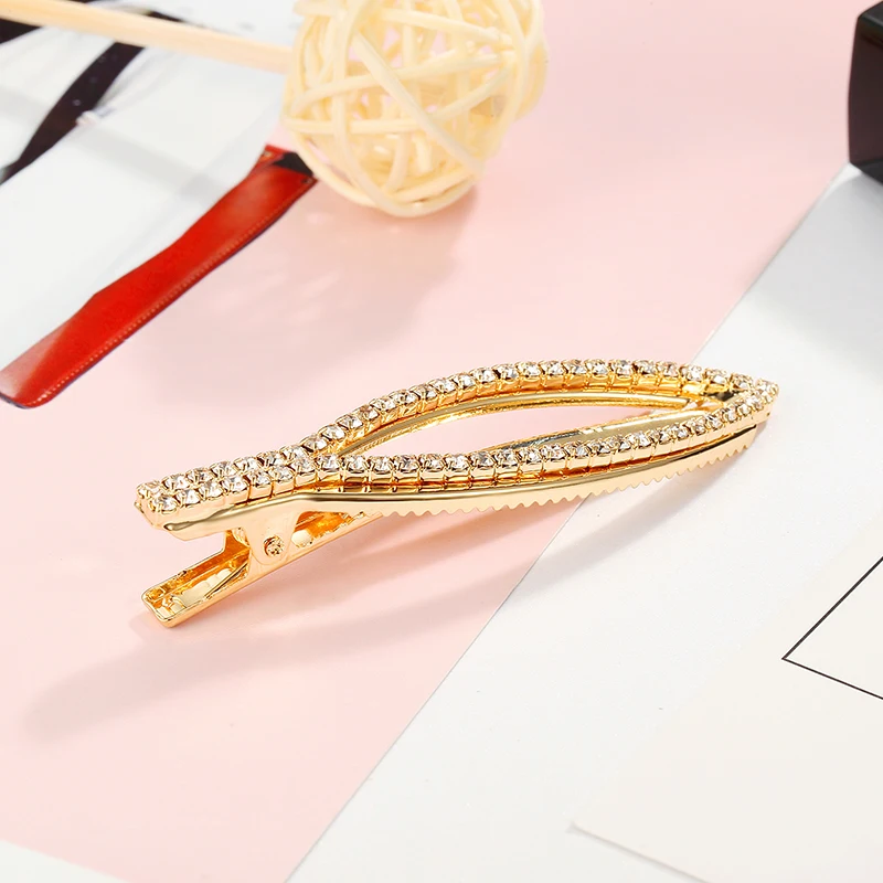 

CHIMERA Metal Leaf Hair Clip Wedding Crystal Duckbill Clips Alloy Hollow out Gold hairgrip Barette for Bridal Women Hair Jewelry