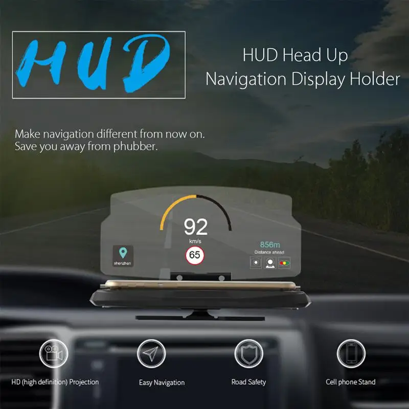 New Car Windscreen Projector HUD Head Up Display Universal Mobile Phone Holder Multifunction 6.5 Inch For iPhone Samsung GPS |
