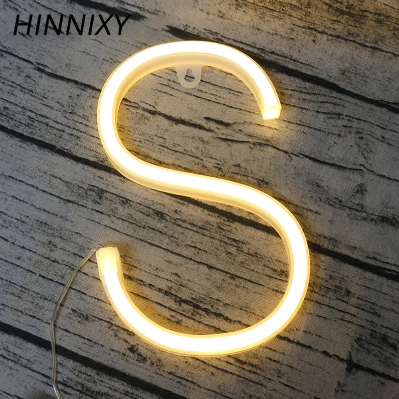 Hinnixy неоновый LED 26 букв ночник теплый белый фестиваль Свадебная вечеринка