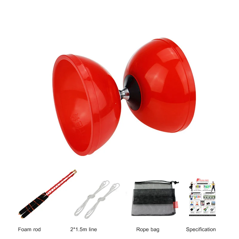 1 bearing Red Фиксированный или подшипник diabolo игрушки профессиональный набор Diabolo упаковка с веревочной сумкой Китай - Цвет: 1 bearing Red