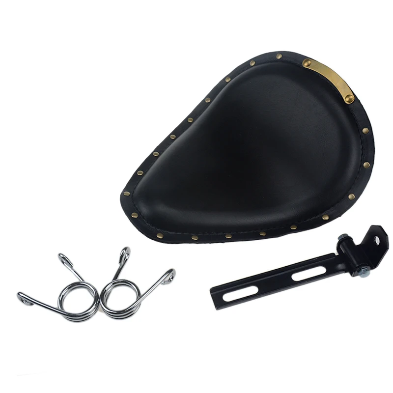 Черное Кожаное винтажное переднее соло сиденье с 3 &quotпружинным кронштейном для