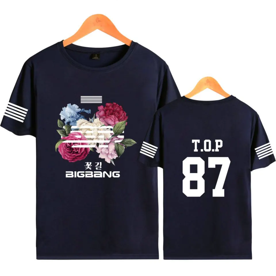 BIGBANG Kpop футболки в стиле хип хоп с цветочным принтом хлопковая футболка коротким