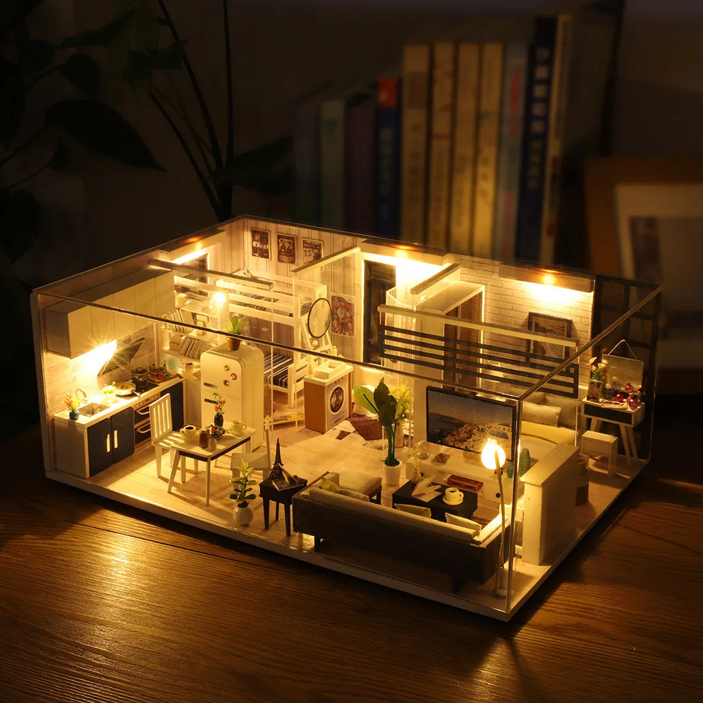 Миниатюрный дом модели Деревянный diy миниатюрный дом мебель led дом 3D для детей украшения дома творческие подарки L619