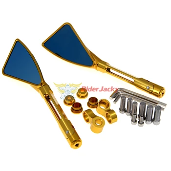 Golden RiderJacky Алюминий мотоцикла боковые зеркала заднего вида для kawasaki Z125 Z250 Z300 Z400 Z650 Z750 Z800 Z1000 Z900 Z900RS Z 800 - Цвет: Golden