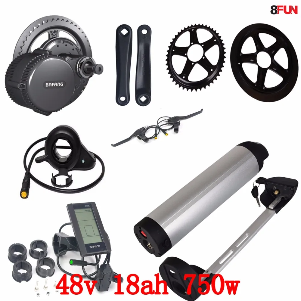 Free shipping 48V 750W BBS02B Bafang mid drive electric motor kit + Water kettle battery 18AH bike | Спорт и развлечения