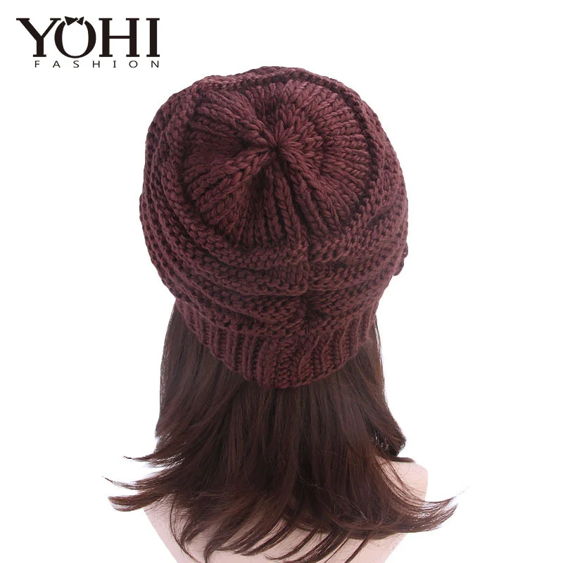 

2018 New Fashion Hot winter hat ski baggy hat knit beanie cap Winter Warm Knitting Hats Pleated Caps Hair accessories
