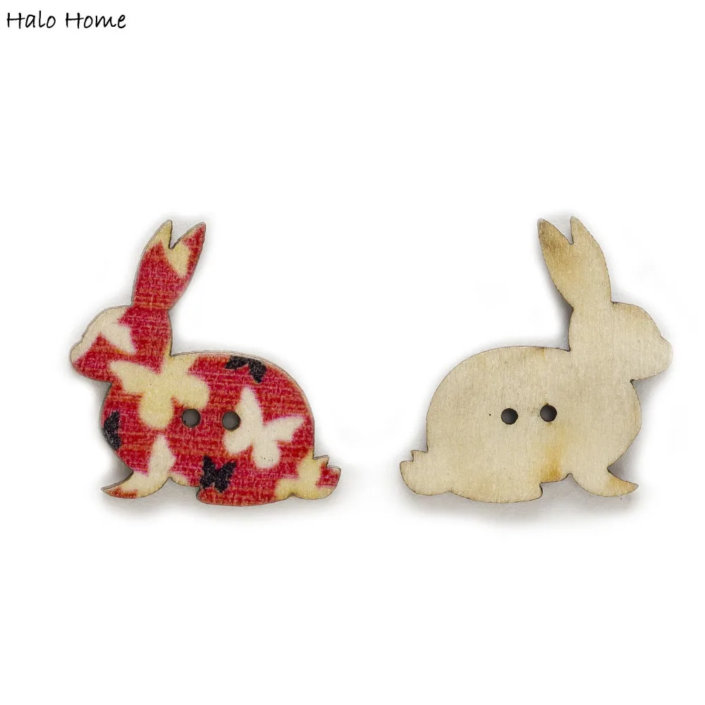 30 шт. смешанные кролик деревянными пуговицами ремесла домашнего декора швейная