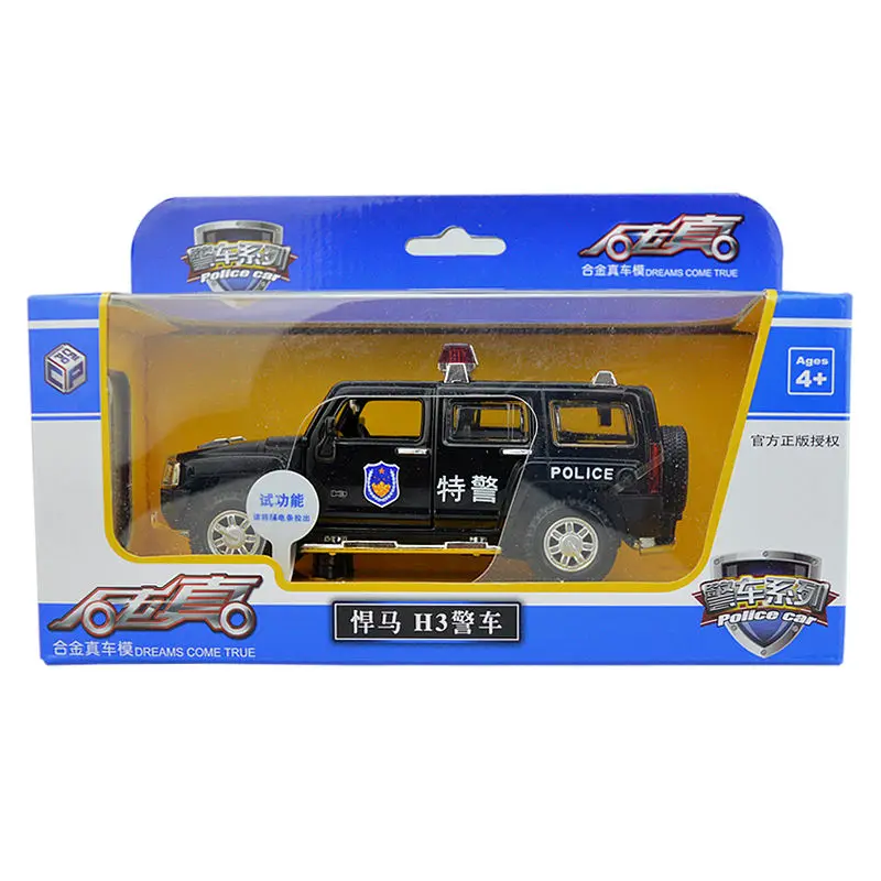 Полицейская Автомобильная игрушка из сплава машина hummer H3 Модель полицейской