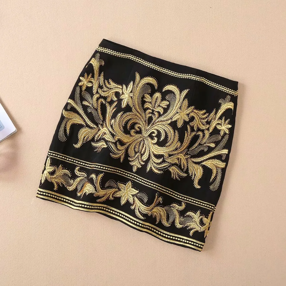 2019 Runway Designer Luxury Fashion Skirt Suits Flare sleeve Sweet shirt and Ethnic Vintage Printing mini 2 pieceSet H6412 |