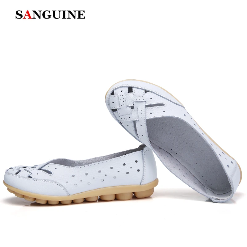 2019 модные женские туфли на плоской подошве большой размер кожаные с перфорацией