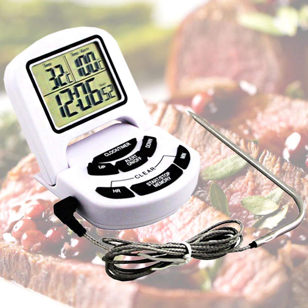 Turkey Meat Thermometer Household Alert With Probe LCD Digital Electric Roasting Cooking Tools Timer Loud Alarm Kitchen Portable | Дом и сад