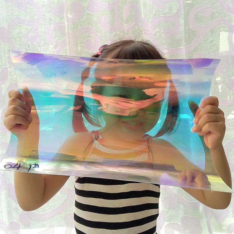 20*30cm/20*95cm Transparent PVC Iridescent Magic Mirror Multicolor Fabric Vinyl Holographic | Дом и сад