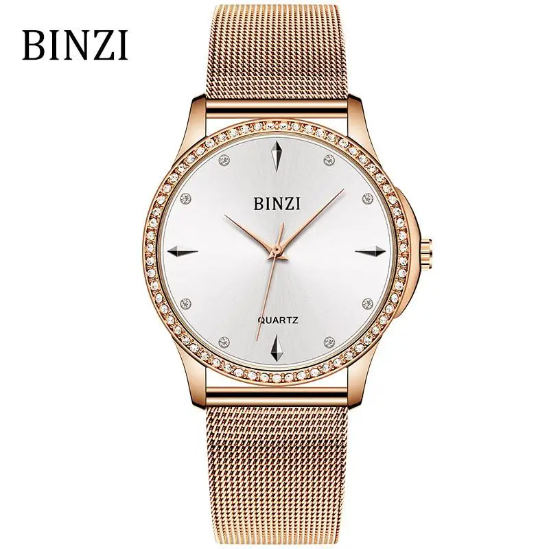 rose gold white Роскошные женские часы Топ бренд ДАМЫ розовое золото наручные часы для женщин кожа/сталь Relogio Feminino браслет наручные часы - Цвет: rose gold white