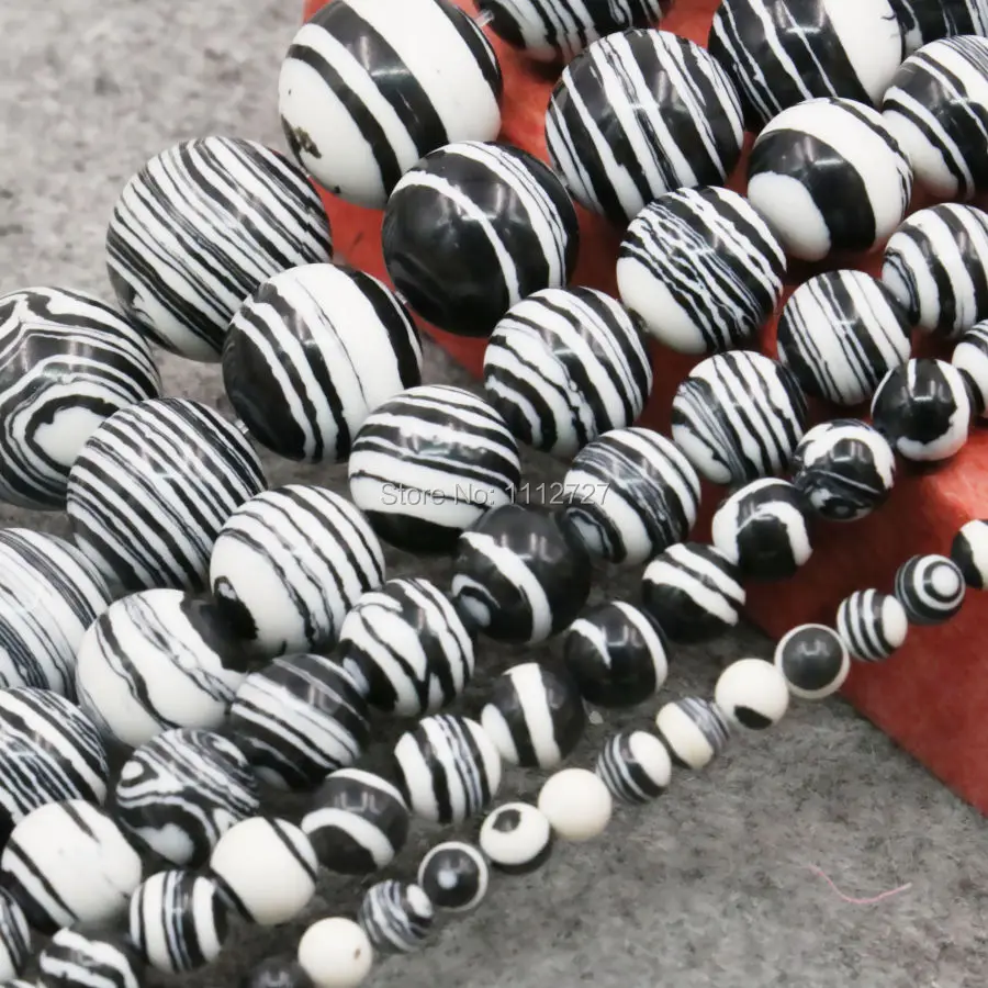 

6 8 10 12mm Accessory Crafts Parts Turkey Howlite Chalcedony Zebra Jewelry DIY Loose Beads Stone Handmade Gifts Fitting Female