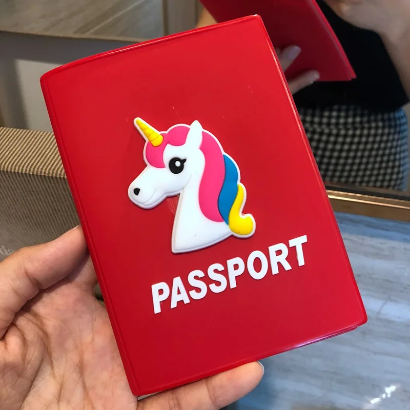 Red Passport Cover CAJIFUCO, Обложка для паспорта, мультяшная, ПВХ, карамельный цвет, держатель для паспорта, для женщин и мужчин, чехол для паспорта, силиконовый, держатель для карт - Цвет: Red Passport Cover