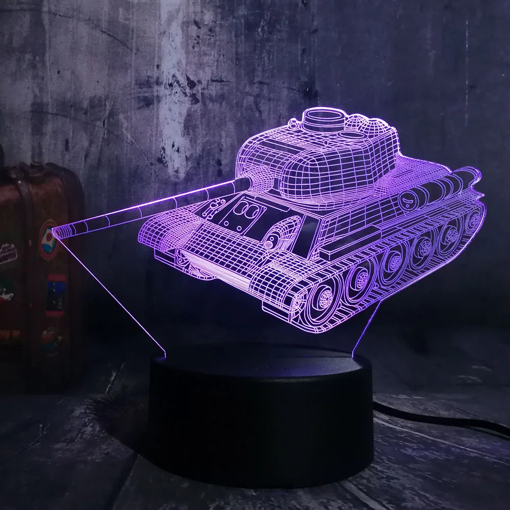 Светодиодная настольная лампа крутой Настольный светильник 3D с баком 7 меняющих