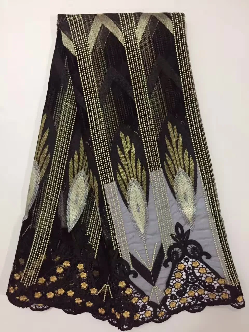 Африканская кружевная ткань 2017 вышитая нигерийская для невесты высокого