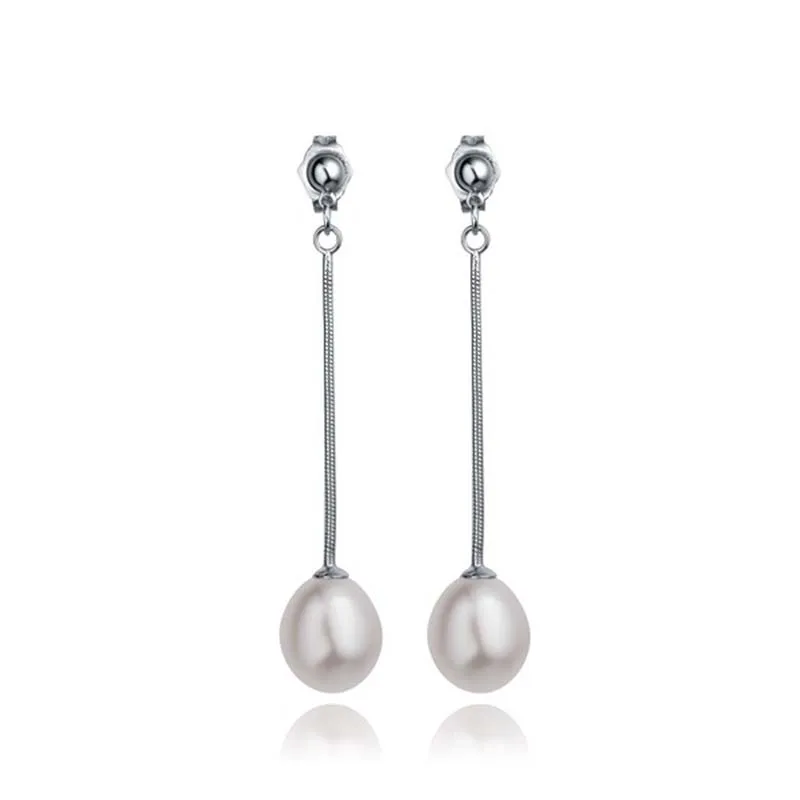Женская серьга подвеска с серебряным жемчугом|pearl pendant sterling silver|pearl silversilver plated ring