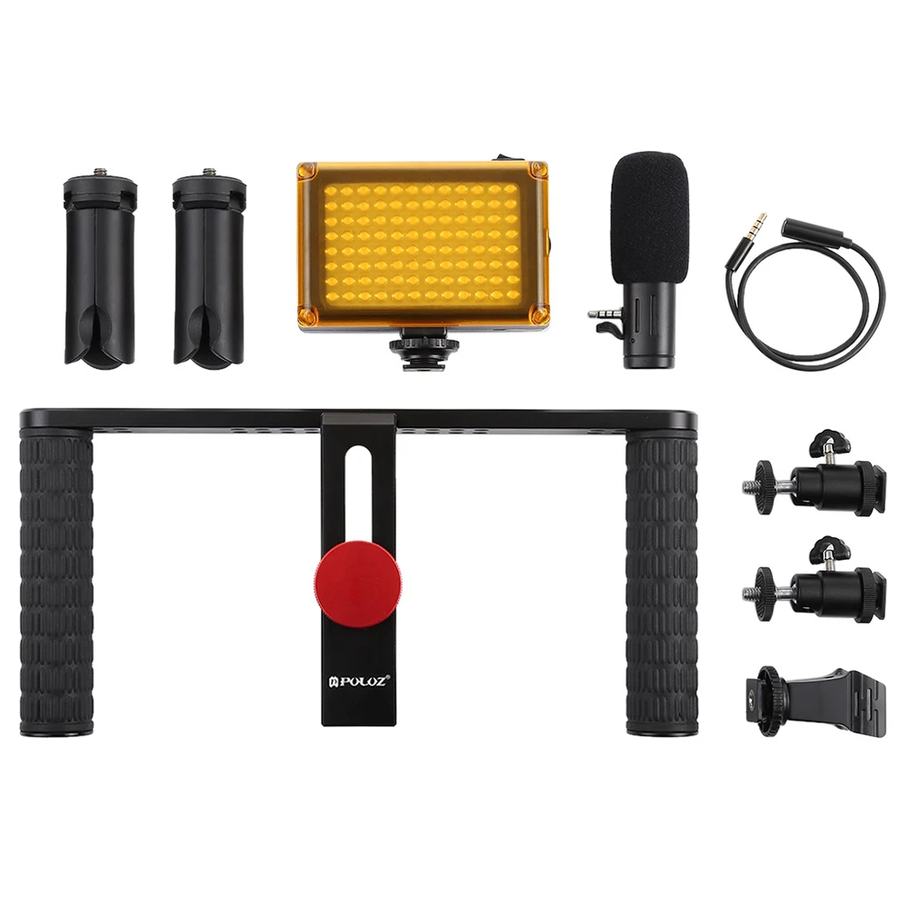 

Photography Suit Live Broadcast Kits Mobile Live Set Aluminum Rabbit Cage Set with Microphone Mini Tripod