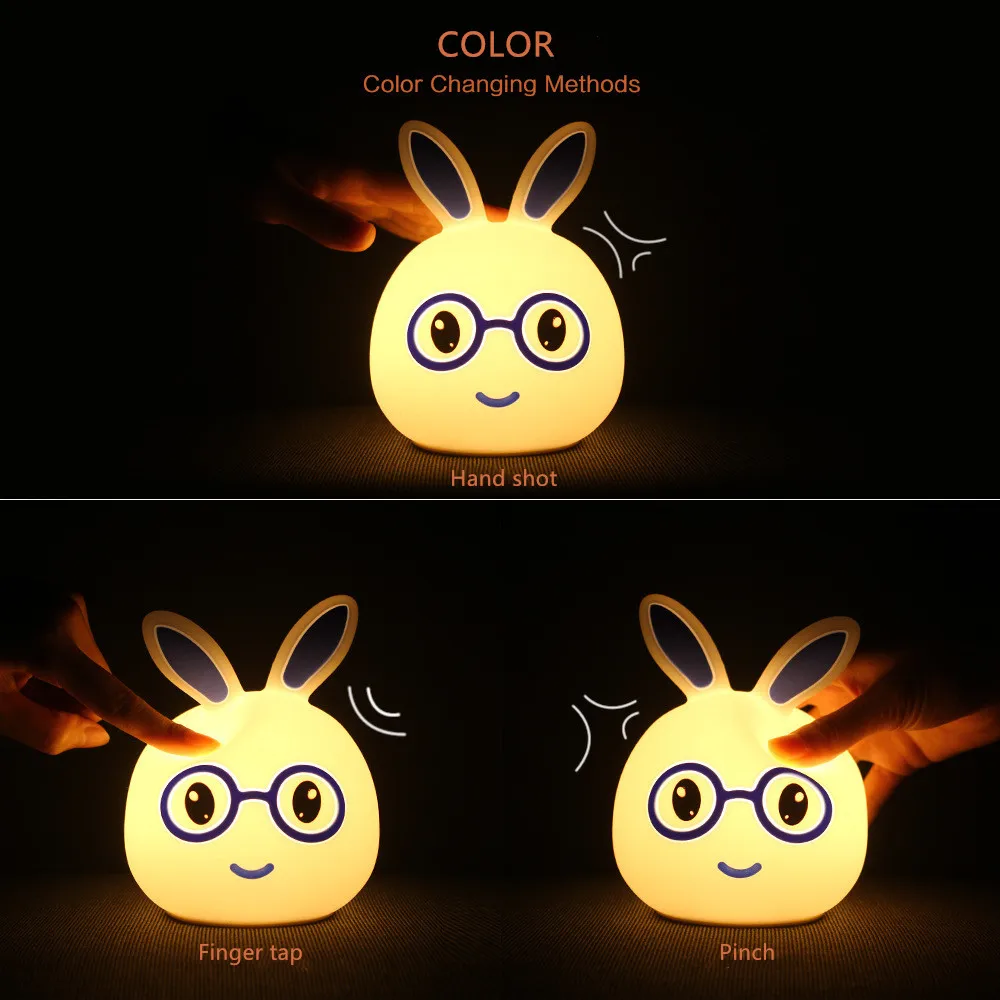 Новый стиль Кролик светодиодный ночник для детей Детские прикроватные лампы