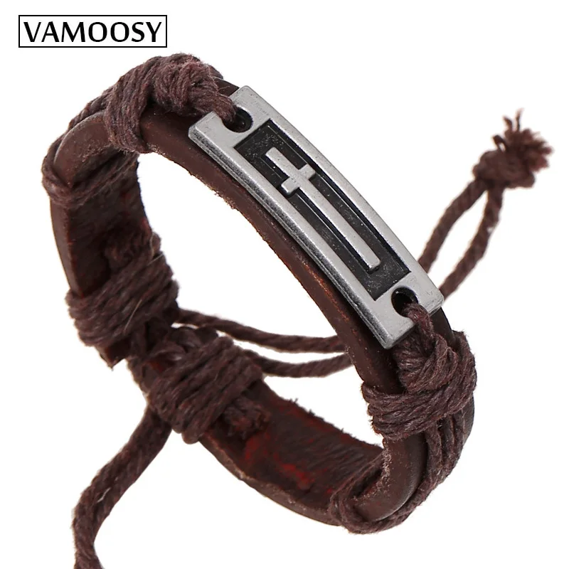 Христианские ювелирные изделия с изображением Иисуса и Креста мужской кожаный