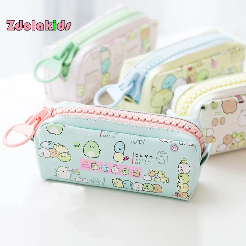 Большой Школьный Чехол карандаш на молнии из искусственной кожи Kawaii школьный