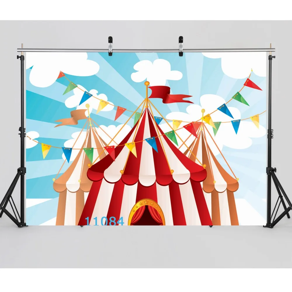 

Circus Colorful Flags Baby Children Party Play Photography Backdrops Vinyl Cloth Photo Background for Photo Studio Photocall