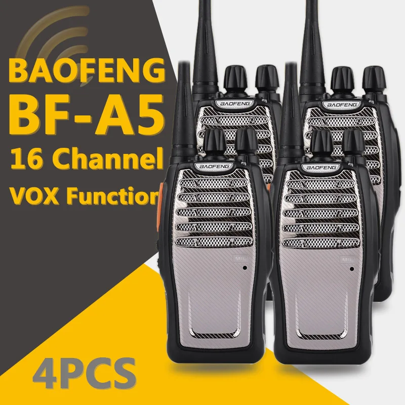 (4 шт.) BaoFeng UHF рация BF A5 16CH VOX + Функция скремблера Бесплатная доставка
