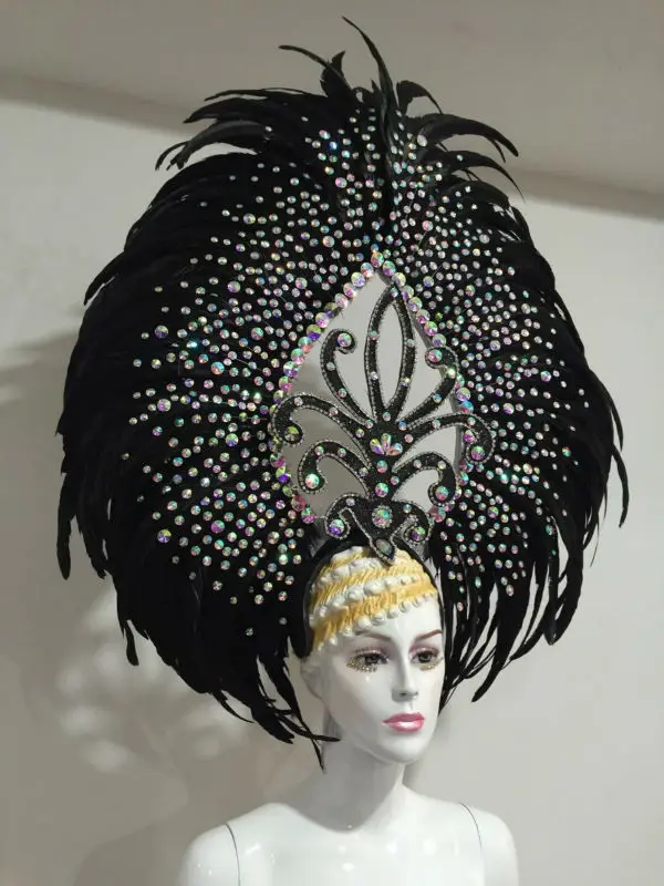 Бразильский Рио Испанский Куба Сантьяго Гавана Венеция Карнавал Дионисия Плывущая Маска Платье Маскарадный костюм Самба Перо Головной убор.