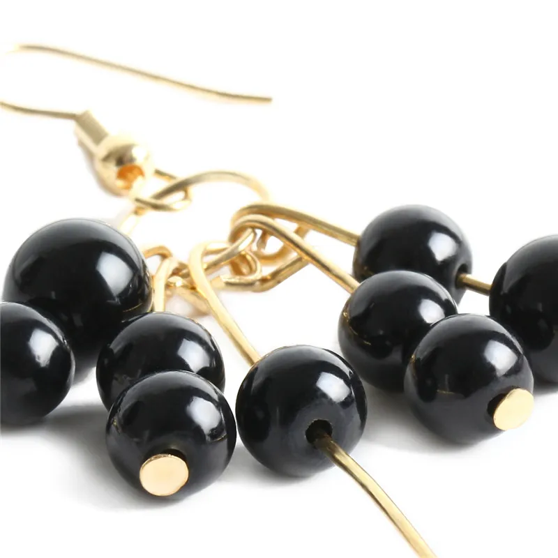 2017 Южная Корея темперамент металла черный белый цвет бусы серьги простой длинное