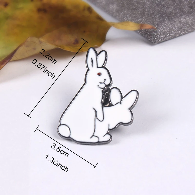 1 шт. симпатичные белые кролики значок от зла корсажный воротник металлическая