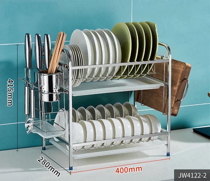 Dish Rack Drain Rack Kitchen Rack 304 Stainless Steel Hanging Dish Dish Chopsticks Storage Rack Double Household
