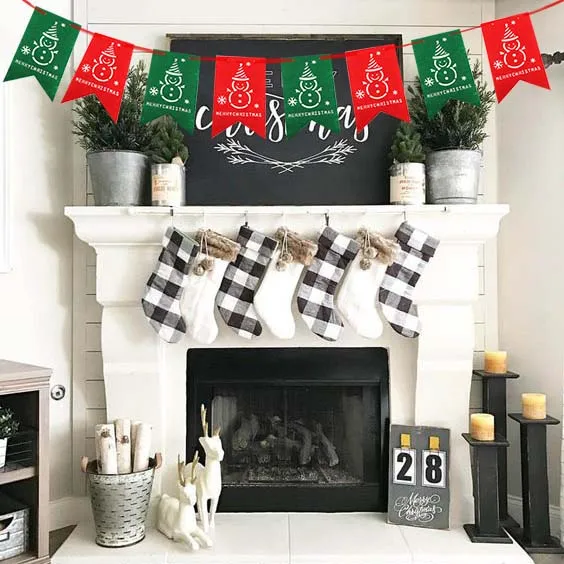 Hanging Flag Merry Christmas Bunting Garland Banner Shop Home navidad XMAS Party Decor christmas decorations for home decoratie | Дом и сад