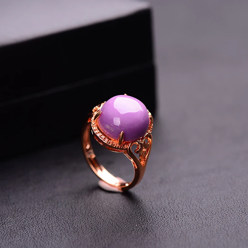 Женское кольцо с фиолетовым кристаллом регулируемое серебряное натуральным 925