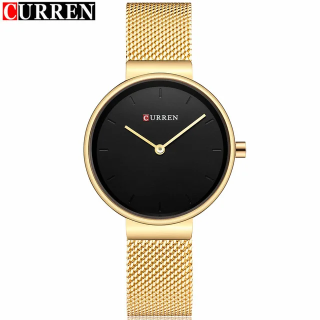 gold black CURREN наручные часы женские часы люксовый бренд сталь женские синие кварцевые женские часы спортивные Relogio Feminino Montre Femme 9016 - Цвет: gold black