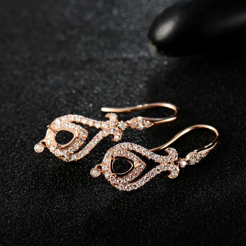 Женские серьги подвески из розового золота 4 Х5 мм|semi mount earrings|earrings earringearrings gold rose |