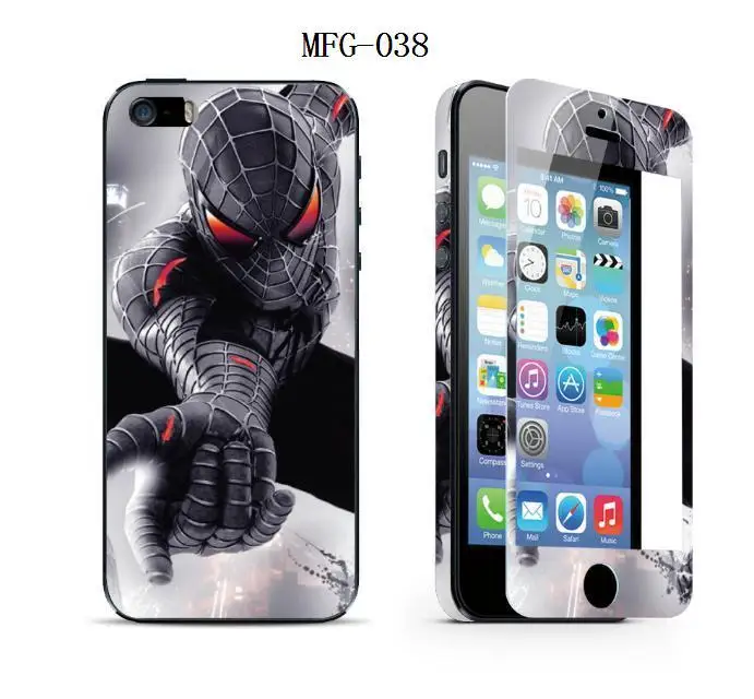 Free shipping Both Front and Back Tempered Glass Colorful Phone Screen Protector man style screen film for iPhone 5 5S 5C ip5s |