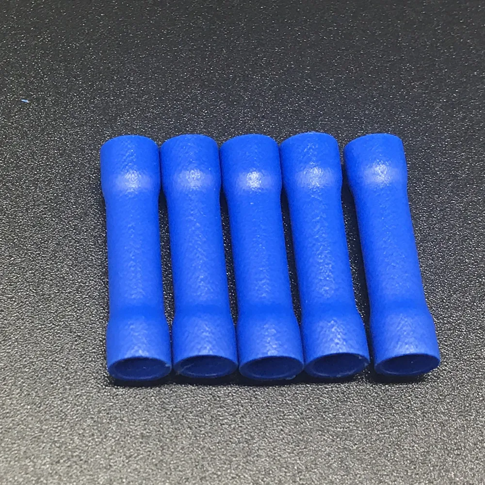 100pcs BV 2 16 14 AWG 0.5mm 1.5mm Blue Insulated Straight Wire Butt Connector Electrical Crimp Terminals with box|straight wire butt connector|butt