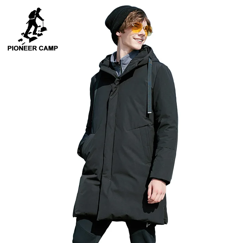 Мужская куртка пуховик Pioneer Camp однотонная длинная теплая зимняя наивысшего