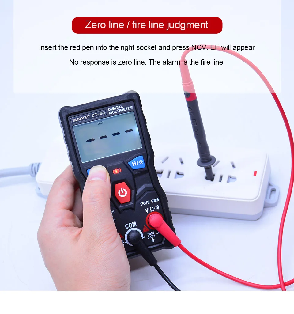 ZOYI ZT-S2 Цифровой мультиметр true rms autoranging 4000 отсчетов Multimetro AC DC 600 в вольтметр+ батарея/NCV тест ЖК-подсветка