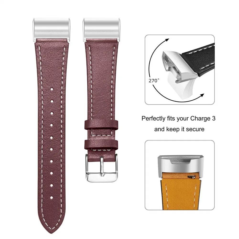

Colorful Leather Wristband For Fitbit Charge 3 watch Bracelet Straps For Fitbit Charge 3 Smart watches Strap Men women's band