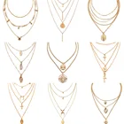 Богемное многослойное ожерелье с подвеской для женщин, модное геометрическое Очаровательное ожерелье с цепочкой, оптовая продажа ювелирных изделий
