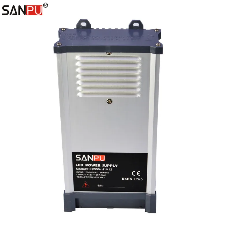 Регулируемый блок питания SANPU 350 Вт, 12 В, 30 А, светодиодный трансформатор 220 В переменного тока в постоянный, 12 В, водонепроницаемый, для наружн...