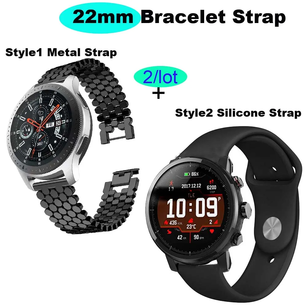 22 мм Браслет Для Xiaomi Amazfit Pace Stratos 2 ремешок для часов Amazfit GTR 47 мм браслет из нержавеющей стали для samsung gear S3