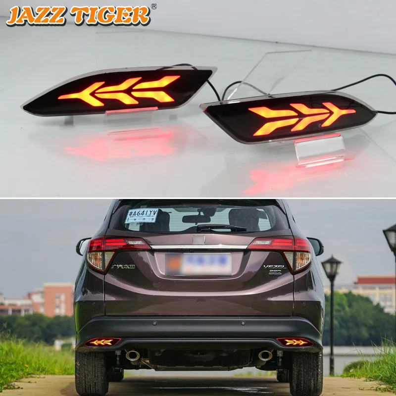 JAZZ TIGER 2 шт. Автомобильный светодиодный задний противотуманный фонарь стоп-сигнал поворот сигнала света бампера украшение лампы для Honda hr-v HR-V